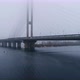 Aerial View of South Subway Cable Bridge in the Fog - VideoHive Item for Sale