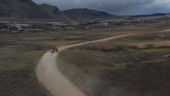 High Angle View of Terrain Car Passing Countryside alt