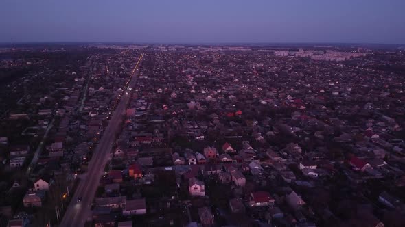 aerial view, night city view. City life Aerial. Urban city Zaporozhye Ukraine alt