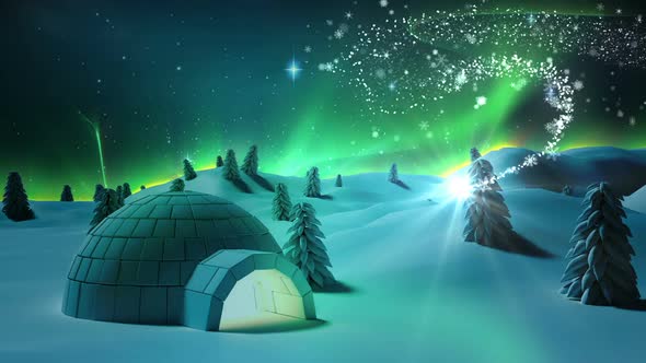 Snow covered trees on a snowy landscape alt