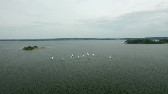 Yachts and Sailboats on the Minsk Sea or the Zaslavsky Reservoir Near Minsk alt