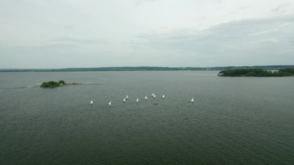 Yachts and Sailboats on the Minsk Sea or the Zaslavsky Reservoir Near Minsk