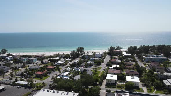 Beautiful aerial all the way to Holmes Beach on Anna Maria Island in Manatee County, Florida alt