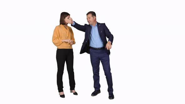 Man and woman working on architectural project. alt