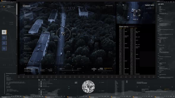 Futuristic Surveillance Security System Tracks Car Target In A Commuter Town alt