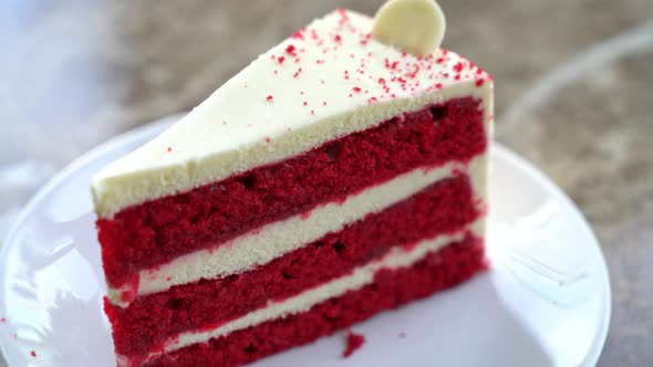 red velvet cake on white plate alt