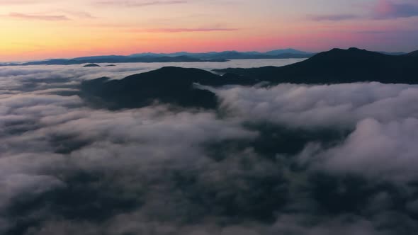 Mountains Sunset Fog Clouds Magical Fantastic Story Abstract View Nature alt