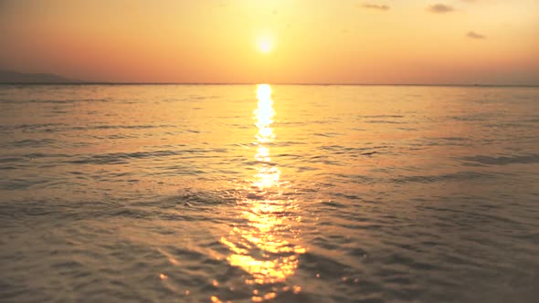 Epic Open Ocean Water Surface at Sunset Scenery