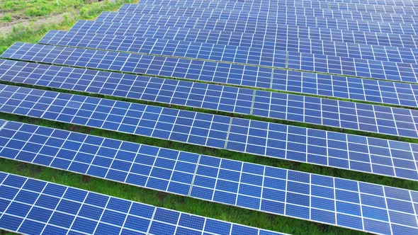 Aerial Top View of Solar Farm. drone footage. 4k alt