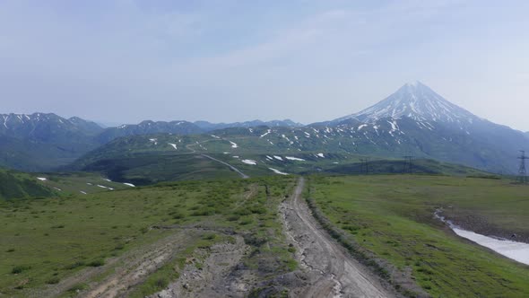 Beautiful Mountain Landscape of Vilyuchinsky Pass at Sunny Day