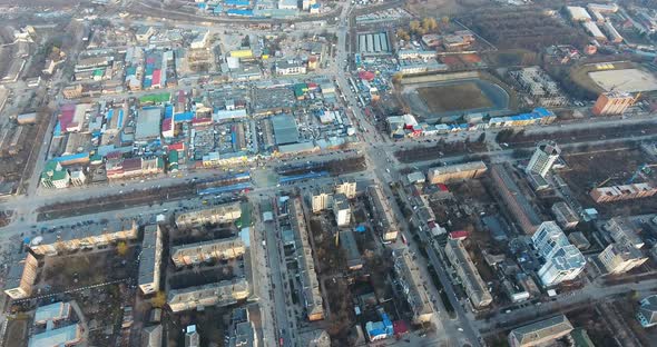 Panoramic Aerial Drone View of City