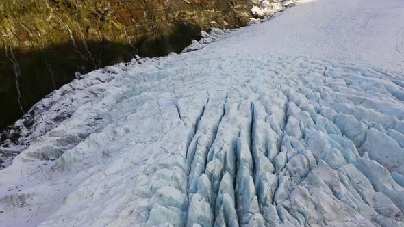 Drone Over Broken Ice Glacier Of Vatnajokull alt