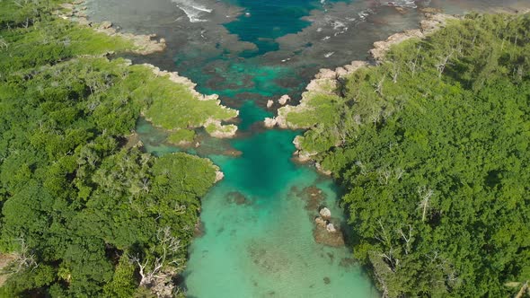 The Blue Lagoon from drone, Port Vila, Efate, Vanuatu