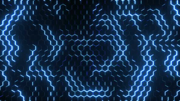 Blue Neon Hexagons alt