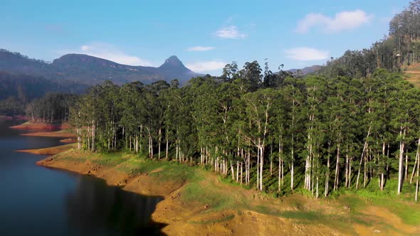 4K Lake view drone footage, Adam's Peak view srilanka, 