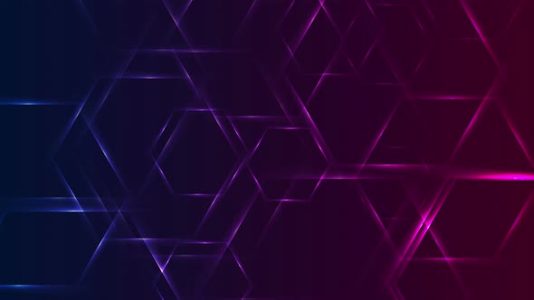 Abstract Glowing Neon Blue Purple Hexagons