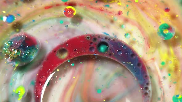 Colorful abstract bubbles and drops on water surface