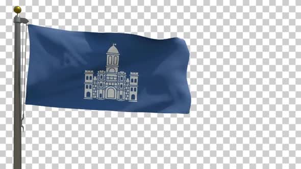 Split City Flag (Croatia) on Flagpole with Alpha Channel - 4K alt