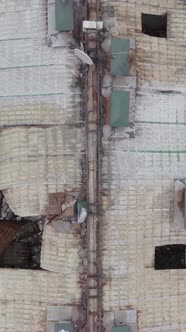 Vertical Video of a House That Was Damaged During the War in Ukraine alt