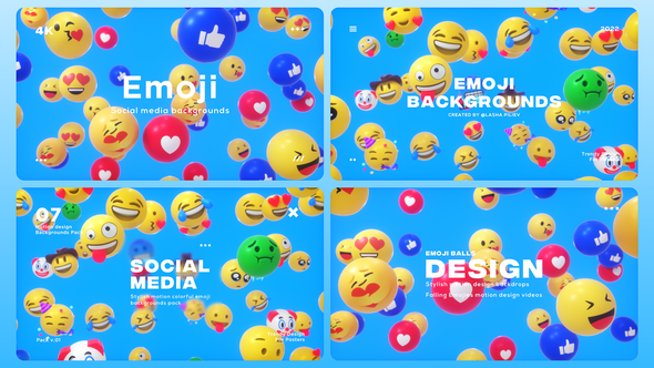 3D Emoji Flowing Backgrounds Pack