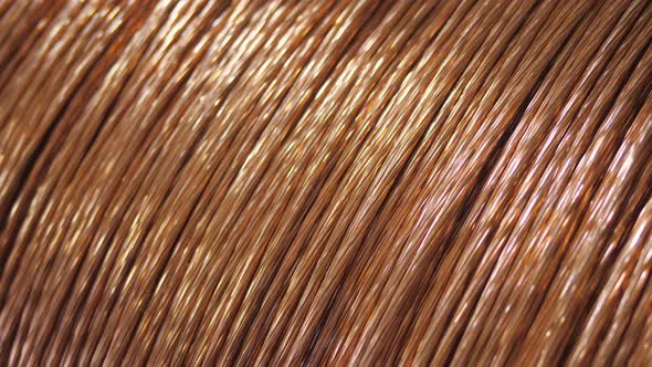 The Production of Copper Electric Cable Closeup