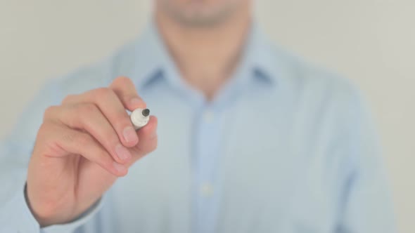 MLM, Man Writing on Transparent Glass Screen alt