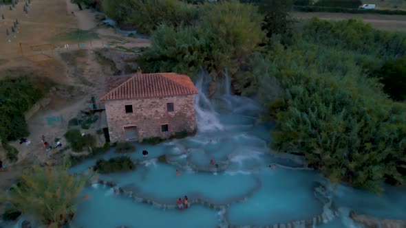 Toscane Italy Natural Spa with Waterfalls and Hot Springs at Saturnia Thermal Baths Grosseto Tuscany alt