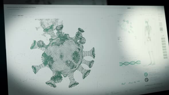 Research Of Covid Virus Microbe In Advanced Scientific Biology Analysis Computer alt