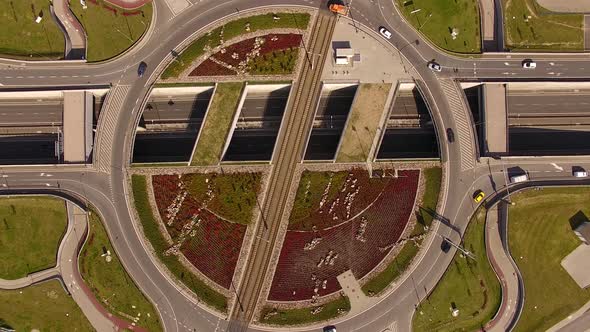 Aerial view of the crossroads in Gdansk, Poland alt