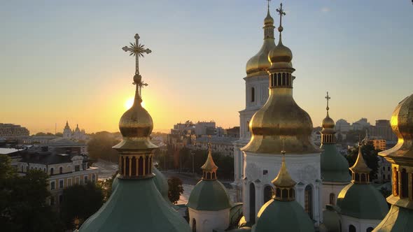 St. Sophia Church in the Morning at Dawn. Kyiv. Ukraine. Aerial View alt
