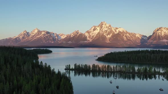 Grand Tetons Sunrise Aerial Push In alt