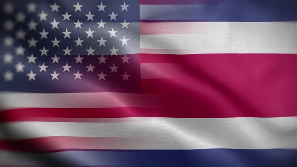 USA Costa Rica Flag Loop Background 4K