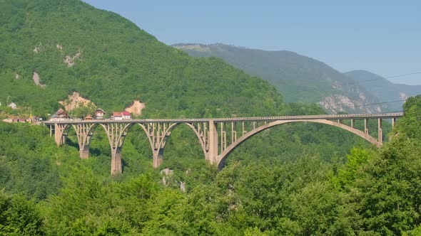 Djurdjevic Tara Bridge Over the Tara River Near Zabljak Town in Montenegro alt