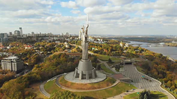 Monument of Motherland Mother in Kiev at Autumn.