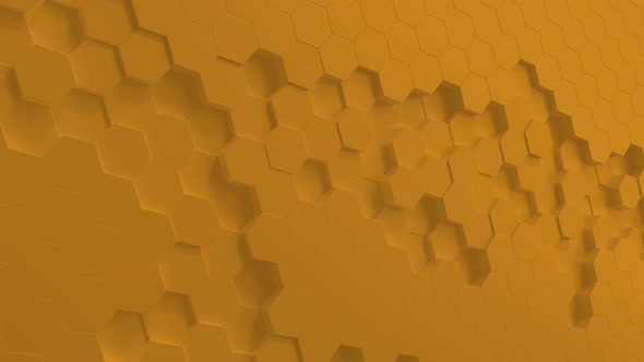 3D Yellow Abstract Polygons And Blocks Background 4K