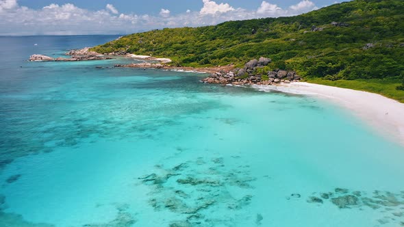 Aerial View of Tropical Paradise Beach Anse Coco alt