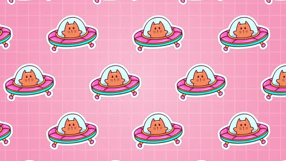 UFO Cat Sticker Background Animation alt