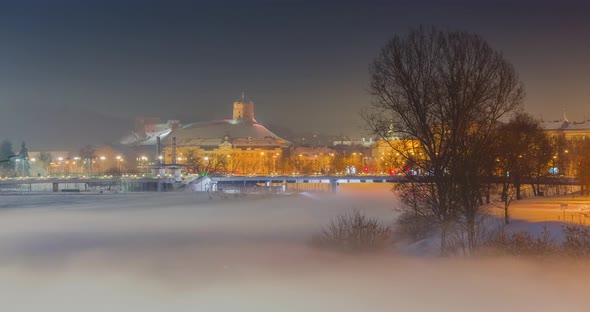 Vilnius Lithuania Mystic Fog Flowing Over the Neris River