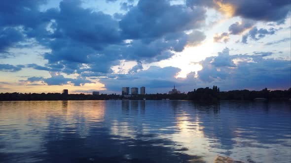 City skyline time lapse sunset , Bucharest Romania alt