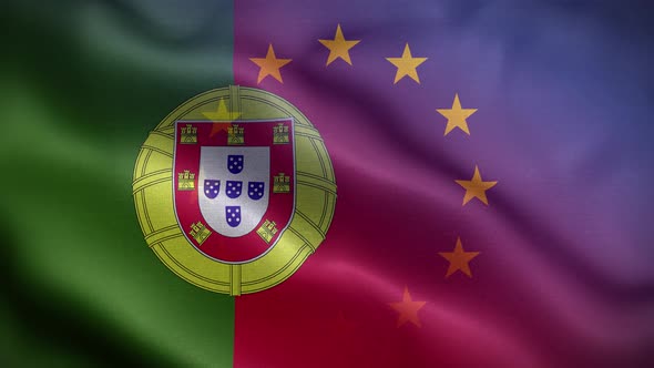 EU Portugal Flag Loop Background 4K
