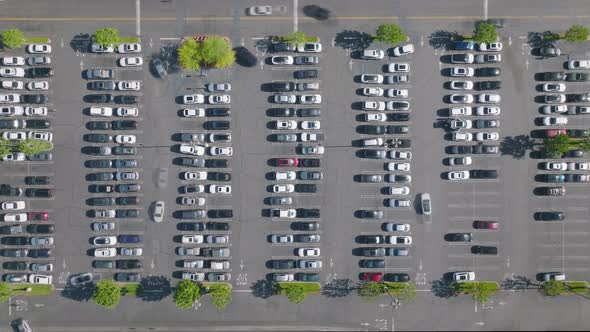 Time Lapse Aerial Fast Driving Cars Parking on Shopping Mall Lot on Summer Day alt