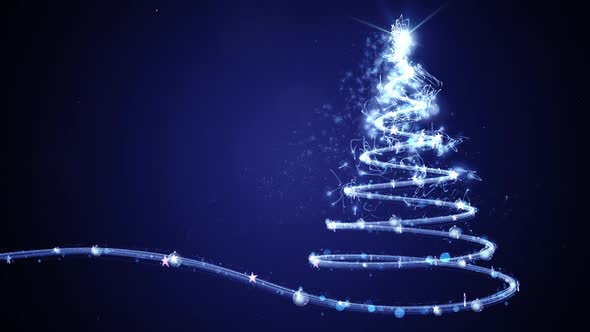 Christmas Tree on Blue