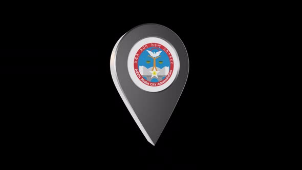 3d Animation Map Navigation Pointer With Flag of Addis Ababa (Ethiopia) With Alpha Channel - 2K alt