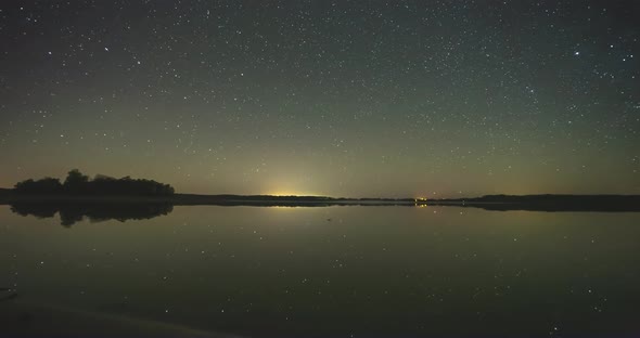 Stars Time Lapse Over Lake in Lithuania