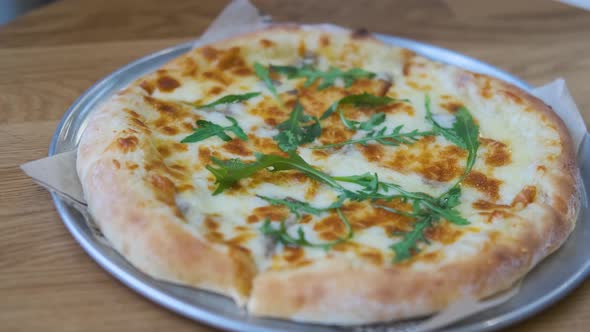 cheese pizza with greens