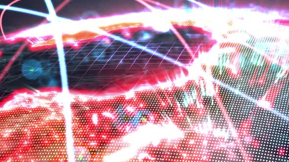 digital globe is presented in the form of a hologram emitting a light effect alt