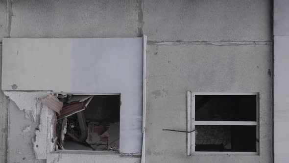 Vertical Video of a House Destroyed By the War in Ukraine alt