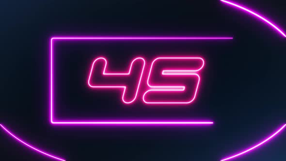 Neon Countdown 60 Second 4K