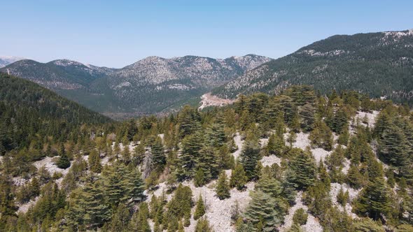 Drone shot of a huge canyon. Ulubey Canyon Usak Turkey. Aerial view of Anti-Taurus Mountains. The An alt