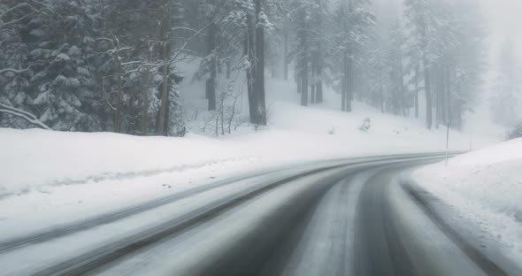 Mountain road in winter